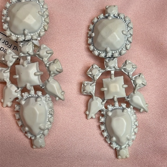 White on White Drop Earrings - Picture 2 of 6